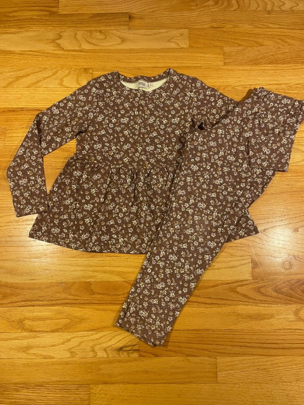 Wheat Peplum Top & Pants